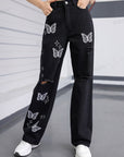 Butterfly print jeans-D94