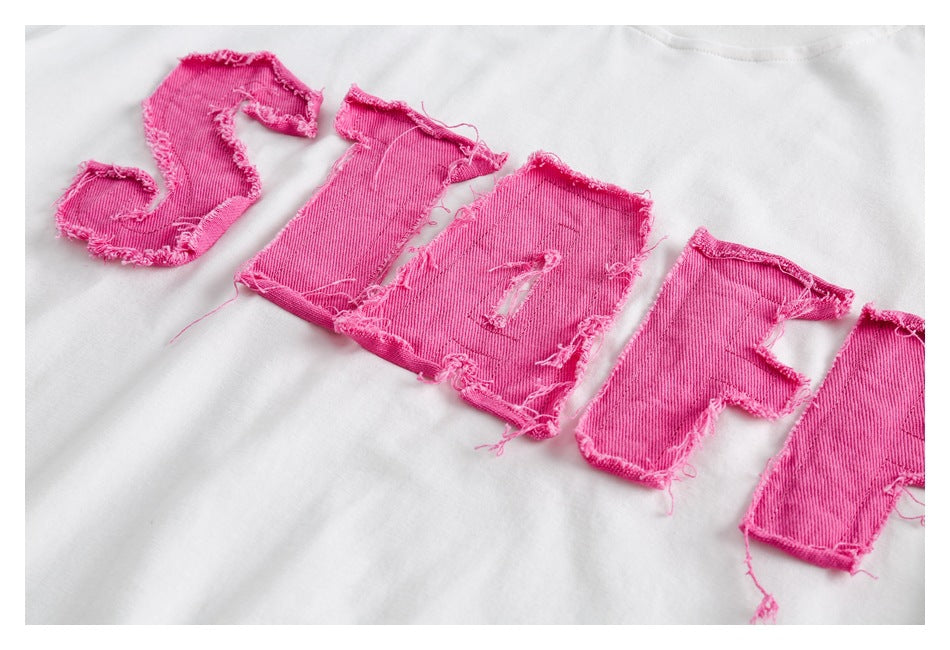 Embroidery trendy tee-D369