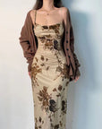 Mature oil painting dress-D453