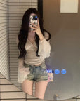 Vintage ripped denim shorts-D530