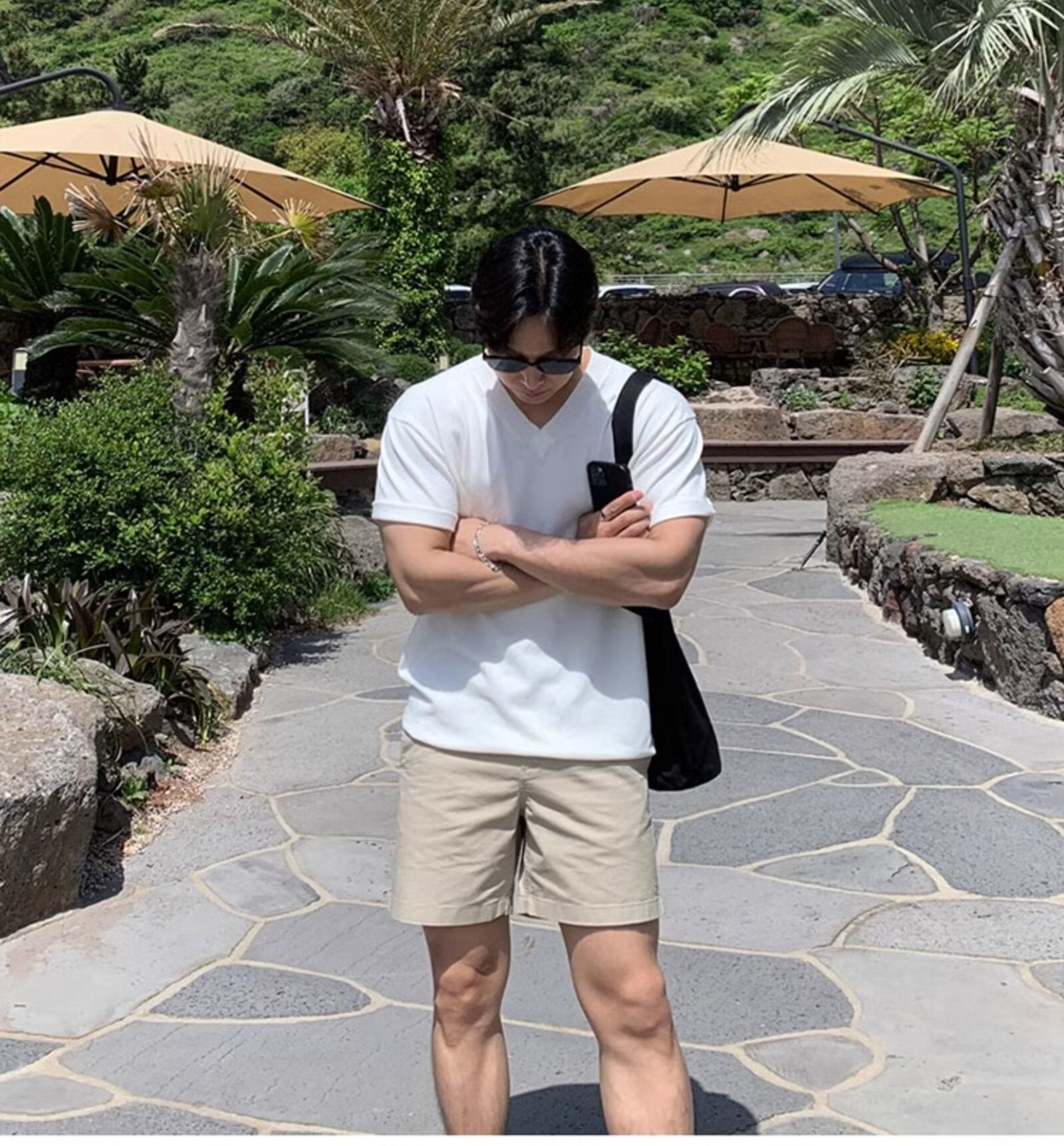 V-neck thin TEE-D592