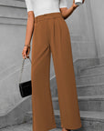 Solid color straight leg pants-D117