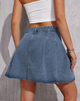 Vintage Denim Pleated Skirt-D843