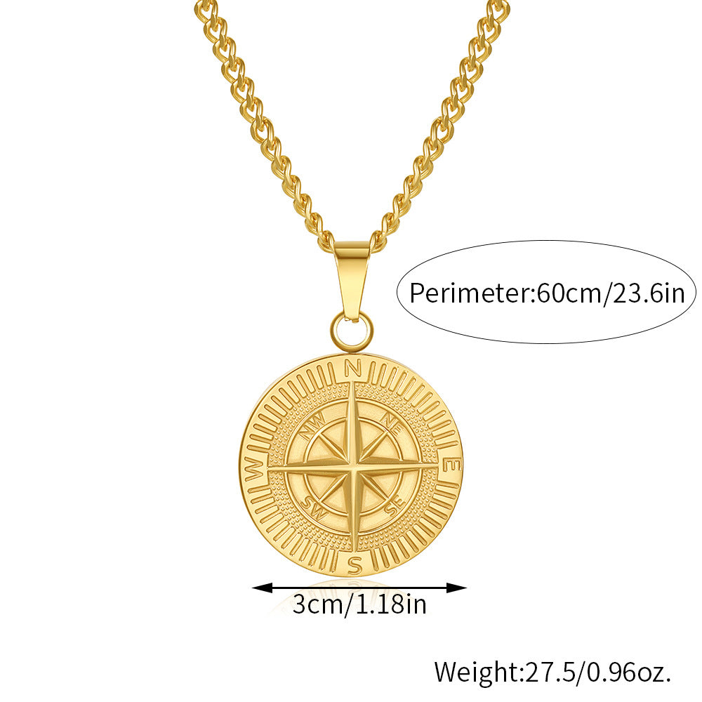 Compass round pendant-D695