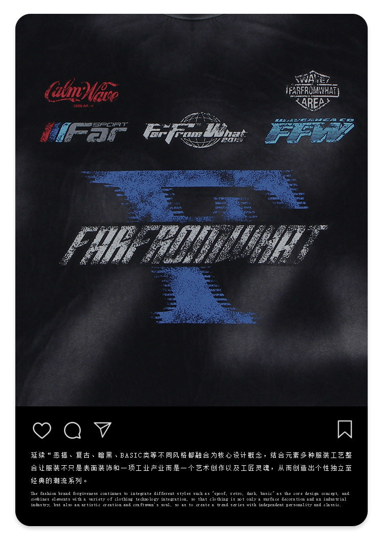 Distressed racing T-shirt-D524