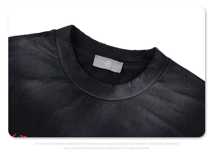 Distressed racing T-shirt-D524