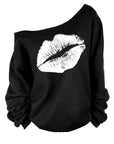 Red lips pattern sweatshirt-D782