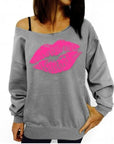 Red lips pattern sweatshirt-D782