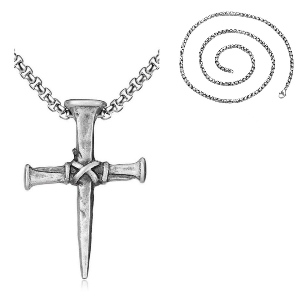 Silver cross chain-D701