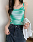 Striped camisole knitted vest-D755