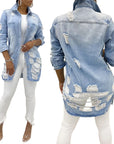 Long denim jacket-D691