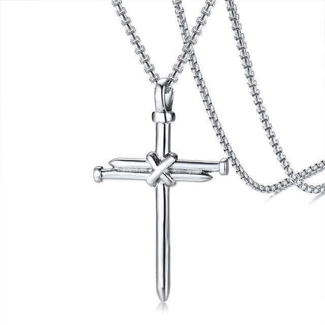Silver cross chain-D694