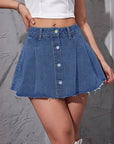 Vintage Denim Pleated Skirt-D843