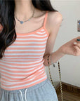 Striped camisole knitted vest-D755