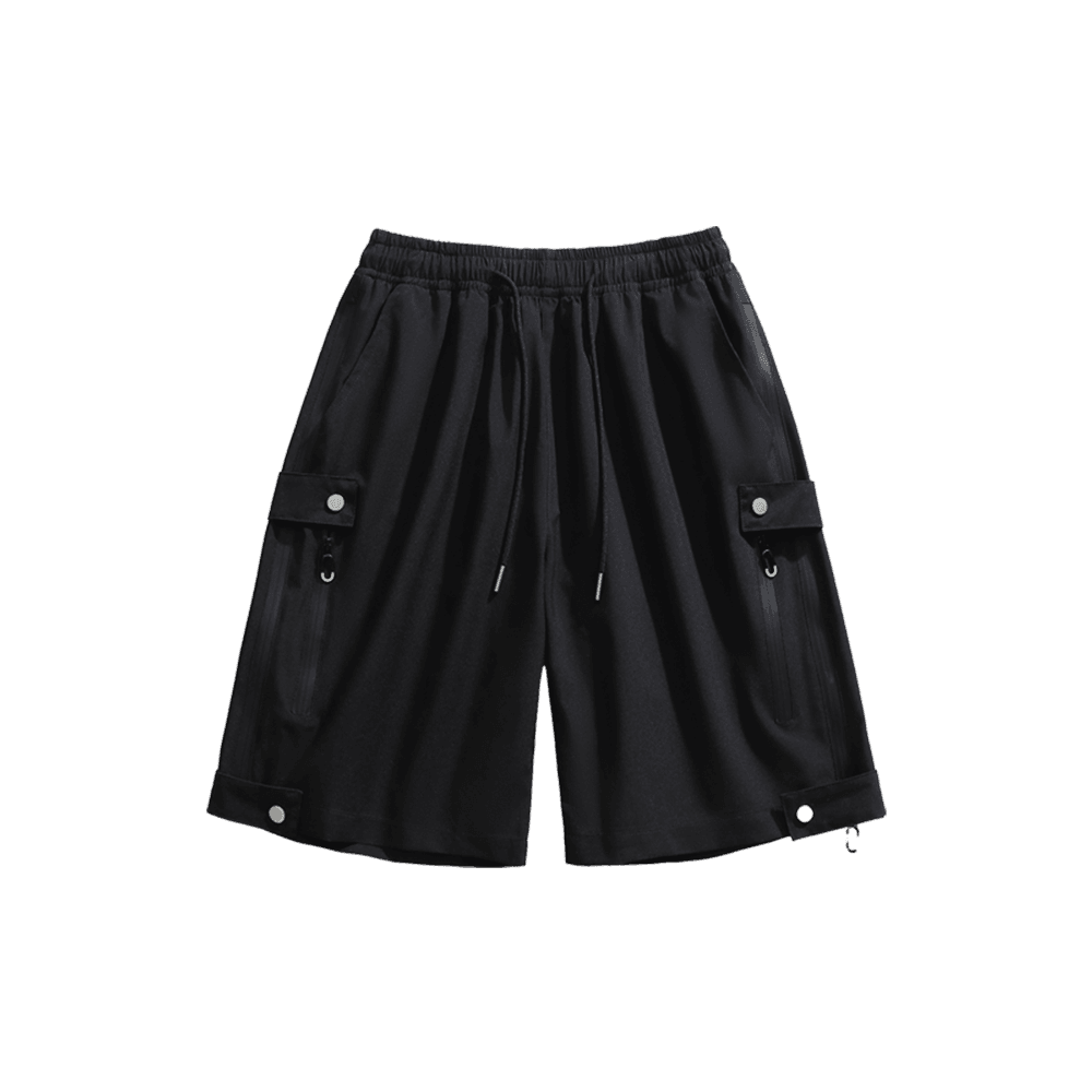 Striped button shorts-D107